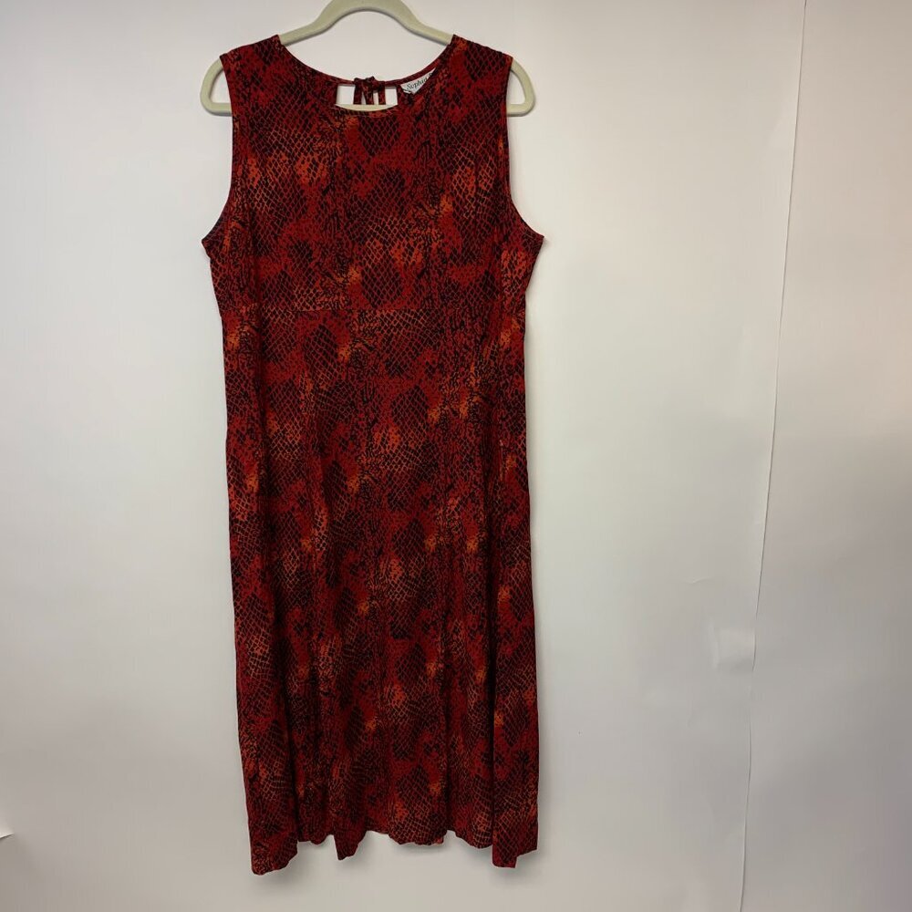 Sophia Rose Dress Red Reptile Casual Office Simple Flowy Women’s SZ 18